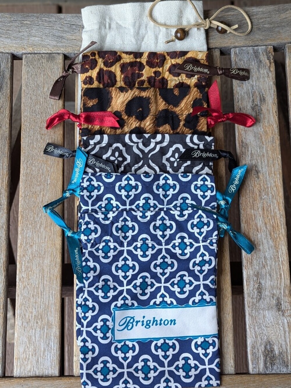 SIX Brighton Patterned Jewelry Pouches Blue Black Beige Leopard Animal Print